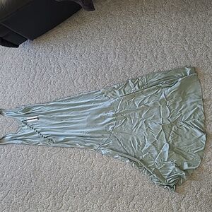 Long Sage Green Silk-like Dress- US 10